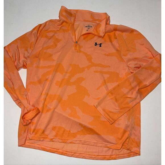Under armour Size XXL loose 1/4 zip front long sleeve top athletic Orange Camo - Picture 1 of 5